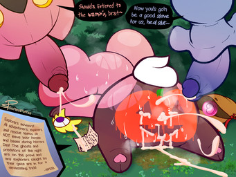 after_sex ambiguous_gender anthro anthro_on_feral badge bag bestiality big_penis bodily_fluids butt cum cum_in_ass cum_inside cum_on_butt feral food fruit genital_fluids genitals letter male paper penis plant pumpkin pumpkin_butt sweat text softestpuffss nintendo pokemon pokemon_mystery_dungeon spike_chunsoft puff_(softestpuffss) audino generation_3_pokemon generation_5_pokemon generation_6_pokemon pokemon_(species) pumpkaboo shuppet 4:3 english_text hi_res male_(lore)