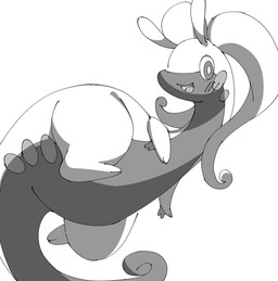 action_pose ambiguous_gender antennae_(anatomy) biped blush blush_lines feral looking_at_viewer midair open_mouth open_smile pose semi-anthro simple_background slime smile smiling_at_viewer solo tailbutt white_background noye nintendo pokemon generation_6_pokemon goodra pokemon_(species) 2025 digital_media_(artwork) greyscale hi_res monochrome portrait