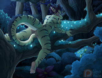 5_toes anthro anus autopenetration barefoot biped black_hair bodily_fluids branch countershade_feet countershading feet female forest genital_fluids genitals hair horn in_tree looking_back lying masturbation on_branch on_front penetration plant soles solo tail tail_fetish tail_in_own_pussy tail_in_vagina tail_insertion tail_masturbation tail_play toes tree vaginal vaginal_fluids vaginal_masturbation vaginal_penetration vulva witchofavalon mythology dragon mythological_creature mythological_scalie scalie 2017