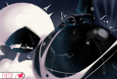 after_sex anthro big_breasts big_penis bodily_fluids breasts clothing cum cum_inflated_belly cum_inflation cum_inside duo female foot_on_stomach genital_fluids genitals gynomorph gynomorph/female inflation intersex intersex/female penis torn_clothing eviltqf hollow_knight:_silksong hollow_knight_(franchise) team_cherry hornet_(hollow_knight) lace_(hollow_knight:_silksong) arthropod insect hi_res