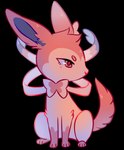 ambiguous_gender bow_ribbon feral fluffy fluffy_tail fur paws pink_nose pupils quadruped red_pupils sitting solo tail white_sclera flavia-elric nintendo pokemon eeveelution generation_6_pokemon pokemon_(species) sylveon 2018 alpha_channel digital_media_(artwork) hi_res