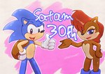 canon_couple clothing duo female gesture gloves gloves_only hair hand_gesture handwear handwear_only male male/female mostly_nude red_hair simple_background text thumbs_up onechan archie_comics sega sonic_the_hedgehog_(archie) sonic_the_hedgehog_(comics) sonic_the_hedgehog_(satam) sonic_the_hedgehog_(series) sally_acorn sonic_the_hedgehog english_text