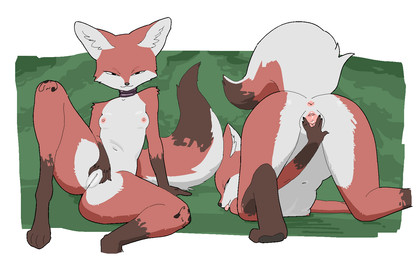 anthro anus areola ass_up bedroom_eyes big_tail biped breasts butt clitoris collar collar_only countershade_face countershade_fur countershade_torso countershading dipstick_tail female female_anthro fluffy fluffy_tail front_view fur genitals gloves_(marking) green_background inner_ear_fluff jewelry leg_markings looking_at_viewer looking_back markings masturbation multicolored_body multicolored_fur multiple_poses narrowed_eyes navel necklace nipples nude pawpads pink_nipples plump_labia pose presenting presenting_hindquarters presenting_vulva raised_tail rear_view red_body red_fur seductive simple_background small_breasts socks_(marking) solo spread_legs spread_vulva spreading tail tail_markings tongue tongue_out tuft vulva white_body white_fur young young_anthro young_female realius canid canine fox mammal digital_media_(artwork) hi_res