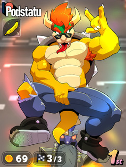 alternate_costume anthro big_bulge biker biped bodily_fluids bottomwear bracelet bulge bulge_grab clothing detailed_bulge devil_horns_(gesture) down_the_leg_bulge driving erection erection_under_clothing eyewear gameplay_mechanics genital_outline gesture hand_gesture jewelry leather leather_clothing leather_fetish male male_anthro motorcycle muscular muscular_male pants penis_outline plantigrade race saliva solo spiked_bracelet spikes sunglasses taunting tongue tongue_out topwear torn_bottomwear torn_clothing torn_pants vehicle podstatu mario_bros mario_kart mario_kart_world nintendo biker_bowser bowser dragon_koopa koopa reptile scalie turtle absurd_res hi_res