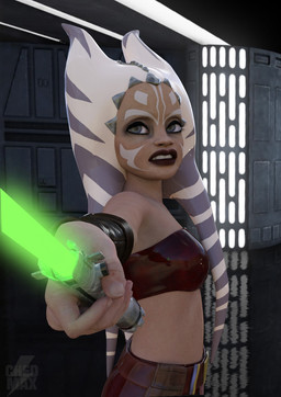 adolescent bandeau blue_eyes blue_lekku bottomwear breasts clothing collarbone crop_top detailed_background female green_lightsaber holding_lighter holding_object lighter midriff miniskirt not_furry orange_body orange_skin shirt skirt small_breasts solo topwear tube_top white_lekku young chedmax star_wars star_wars:_the_clone_wars ahsoka_tano alien humanoid togruta 3d_(artwork) daz_studio_(artwork) digital_media_(artwork) hi_res