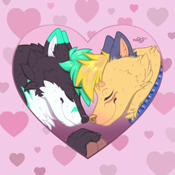 anthro duo head_to_head heart_symbol holidays love male nose_to_nose romantic romantic_couple naoto valentine's_day canid canine fox mammal 1:1 hi_res