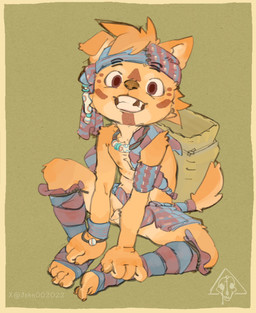 accessory anthro balls bottomwear clothed clothing feet flaccid footwear foreskin genitals grin hand_on_foot headband humanoid_genitalia humanoid_penis kemono loincloth long_foreskin male penis puttees simple_background sitting small_penis smile solo three-quarter_view toeless_footwear young john002021 canid canine canis domestic_dog mammal hi_res signature watermark