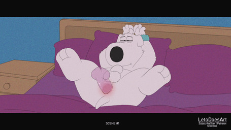 anal anal_fluids anal_penetration animal_genitalia animal_penis anthro anthro_penetrated balls bed bedroom_eyes black_nose blush bodily_fluids bound canine_genitalia canine_penis cuff_(restraint) disembodied_penis duo erection fully_sheathed fur furniture fuzzy_handcuffs genitals handcuffed handcuffs hands_behind_head hands_tied knot looking_pleasured lying male male/male male_anthro male_penetrated male_penetrating male_penetrating_male metal_cuffs narrowed_eyes nude nude_anthro nude_male on_back on_bed penetration penis restraints seductive sex sheath solo_focus spread_legs spreading tail tail_motion tailwag white_body white_fur letodoesart family_guy brian_griffin canid canine mammal 16:9 2026 animated dated hi_res widescreen