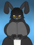alternative_fashion anthro areola big_areola big_breasts big_nipples black_hair blush bodily_fluids breast_grab breast_milking breast_squeeze breast_squish breasts container cup drinking_glass duo female fur genital_fluids glass glass_container glass_cup glass_of_milk goth hair hand_on_breast huge_breasts huge_nipples lactating milk milk_container milk_stream multicolored_hair nipples nude pink_eyes plant projectile_lactation simple_background solo squeezing squish tail yellow_eyes theratman syn_(shybun) lagomorph leporid mammal rabbit hi_res