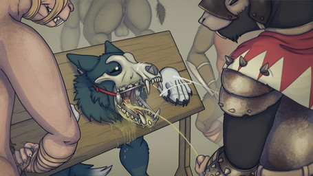 anthro anus armor balls big_balls big_penis black_body black_fur bodily_fluids bone ejaculation erection feral forced fur genital_fluids genitals group group_masturbation humiliation male male/male masturbation mouth_shot nude open_mouth paws peeing penis pupils restraints skull skull_head smile smirk stocks tail teeth tongue urine urine_in_mouth watersports white_pupils wrappings sump_roach vermintide warhammer_(franchise) boarbat_(sump_roach) dumbass_(eppicgamer) bat bovid bovine cattle mammal murid murine rat rodent skaven skulldog_(species) 16:9 hi_res widescreen