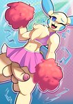 absurd_res anthro bottomwear cheerleader cheerleader_outfit clothed clothing crop_top crossdressing erection erection_under_clothing erection_under_skirt fan_character fluffy_chest generation_3_pokemon genitals hi_res lagomorph leporid lumi male mammal may_may_mory maymaymory minun nintendo one_eye_closed open_mouth penis pokemon pokemon_(species) presenting rabbit rodent shirt skirt smile solo topwear wardrobe_malfunction wink yellow_penis