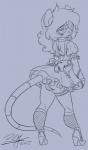 2015 anthro baikobits black_and_blue clothed clothing corsica crossdressing eyewear girly glasses hair hi_res legwear maid_uniform male mammal monochrome mouse murid murine panties rodent simple_background solo stockings underwear uniform