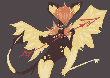ambiguous_gender anthro brown_body brown_fur fur holding_melee_weapon holding_object holding_polearm holding_spear holding_weapon mask melee_weapon polearm raised_leg solo spear weapon wings yellow_body yellow_fur yellow_wings naircat unknown_species 2017 digital_drawing_(artwork) digital_media_(artwork) microsoft_paint_(artwork)