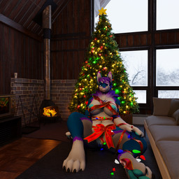 anthro big_breasts breasts christmas_decorations christmas_lights female genitals holidays peeking_nipple presenting presenting_vulva solo vulva wrappings fallen_kingdoms ghostlyshark_(modeler) christmas mamagen 1:1 3d_(artwork) absurd_res digital_media_(artwork) hi_res huge_filesize