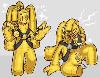 3_fingers ambiguous_gender anal_beads anthro clothed clothing coin digital_drawing(artwork) featureless_crotch featureless_feet feet fingers gold_(metal) hair hair_over_eye harness harness_only long_hair looking_at_viewer lube lube_bottle lube_drip not_furry nude null open_mouth pseudo_hair sex_toy simple_background smile solo text yellow_body vexedcalyx nintendo pokemon prosper_(vexedcalyx) generation_9_pokemon gholdengo pokemon_(species) colored digital_media_(artwork)