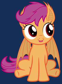 alternate_species fangs female feral fur hair membrane_(anatomy) membranous_wings open_mouth orange_body orange_fur purple_hair red_eyes simple_background sitting smile solo teeth tongue transparent_background wings young young_feral magister39 friendship_is_magic hasbro my_little_pony scootaloo_(mlp) bat_pony equid hybrid mammal vampire absurd_res alpha_channel hi_res