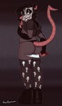 anthro butt clothing ear_piercing eyeliner eyeshadow gauged_ear hoodie knife knife_play legwear makeup male piercing solo thigh_highs thong topwear underwear radopossum rad_(radopossum) american_opossum mammal marsupial absurd_res hi_res