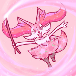 ambiguous_anthro ambiguous_gender anthro biped cherry_blossom cute_fangs digitigrade dipstick_tail dutch_angle eyelashes fangs floral flower heart_symbol high-angle_view holding_object holding_stick looking_at_viewer markings nude_ambiguous nude_anthro on_one_leg open_:3 open_mouth open_smile plant prunus_(flower) simple_background smile solo standing stick tail tail_markings teeth tongue gd-058 nintendo pokemon braixen canid generation_6_pokemon mammal pokemon_(species) 1:1 2022 aliasing binary_drawing colored digital_drawing_(artwork) digital_media_(artwork) full-length_portrait hi_res japanese_description portrait translated_description female_(lore)