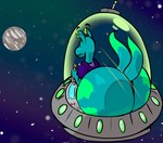 2_tails against_surface ambiguous_gender anthro big_butt biped bottomless butt clothed clothing eyebrows eyestalks floating_eyebrows green_eyes green_markings hoodie hoodie_only huge_butt huge_hips looking_away markings multi_tail on_glass planet rear_view solo space spacecraft tail teal_body thick_thighs topwear topwear_only ufo vehicle wide_hips yellow_sclera thehoneybutter kyper_veldyn_(kuiperkyper) alien alien_humanoid animal_humanoid gastropod gastropod_humanoid humanoid mollusk mollusk_humanoid digital_drawing_(artwork) digital_media_(artwork) shaded