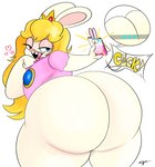 anthro big_butt butt cellphone electronics female huge_butt phone solo ota_(artist) mario_bros mario_plus_rabbids_kingdom_battle nintendo raving_rabbids rayman_(series) ubisoft rabbid_peach lagomorph mammal rabbid crossover hi_res