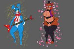 anthro blue_body blue_eyes breasts brown_body clothed clothing crossgender duo female genitals green_eyes machine mtf_crossgender nipple_piercing nipples nude partially_clothed piercing pussy discodemon five_nights_at_freddy's five_nights_at_freddy's_2 scottgames toy_bonnie_(fnaf) toy_freddy_(fnaf) animatronic bear lagomorph leporid mammal rabbit robot 2023 3:2 digital_media_(artwork) hi_res