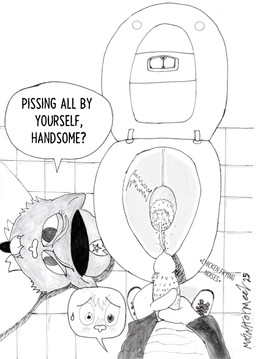 age_difference animal_genitalia animal_penis anthro bathroom bodily_fluids duo embarrassed embarrassing_exposure feline_genitalia feline_penis female first_person_view genital_fluids genitals holding_penis looking_at_viewer male male/female male_peeing older_female peeing penile_spines penis personal_space_invasion seductive skater slightly_chubby slightly_chubby_anthro slightly_chubby_female slim_anthro slim_male standing sweat sweatdrop toilet_bowl toilet_use urine urine_stream voyeur watersports masastormeez night_in_the_woods pissing_all_by_yourself_handsome? aunt_molly_(nitw) casey_hartley animal_humanoid cat_humanoid domestic_cat felid felid_humanoid feline feline_humanoid felis humanoid mammal mammal_humanoid absurd_res hi_res meme monochrome painting_(artwork) sketch traditional_media_(artwork) traditional_painting_(artwork)