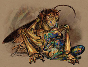 antennae_(anatomy) anthro anthro_on_anthro blue_body bodily_fluids brown_antennae brown_body brown_shell brown_skin claws closed_smile cum cum_on_hand duo ejaculation eyes_closed genital_fluids genitals hand_on_another's_hand hand_on_another's_head handjob iridescent iridescent_body kneeling male male/male mouth_closed penile penis sex shell smile text toe_claws torn_antennae yellow_penis the_dawner a_bug's_life disney pixar flik_(a_bug's_life) hopper_(a_bug's_life) ant arthropod cricket grasshopper hymenopteran insect orthopterid 2024 artist_name colorful_theme dated digital_drawing_(artwork) digital_media_(artwork) english_description full-length_portrait hi_res portrait procreate_(artwork)