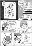 2020 5_fingers anthro border camera camera_view canid canine character_name clothed clothing comic computer computer_keyboard computer_monitor computer_screen cursor dialogue drawing duo electronics elf english_text evil_grin fangs female fingers first_page fox fur greyscale grimart humanoid humanoid_pointy_ears keyboard leto_(grimart) male mammal monitor monochrome multicolored_body multicolored_fur name_drop name_in_dialogue open_mouth open_smile paper pupils reth_(grimart) sketch slit_pupils smile speech_bubble teeth text two_tone_body two_tone_fur white_border young young_humanoid young_male