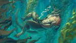 abs anthro athletic athletic_anthro athletic_male bodily_fluids cum cum_in_water cum_underwater genital_fluids genitals horn male masturbation pecs penis solo tail tattoo underwater water ransomone mythology aquatic_dragon dragon marine mythological_creature mythological_scalie scalie 7:4