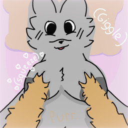 ambiguous_gender anthro areola big_areola big_breasts blush breast_squish breasts duo giggle purring squish chimerasofthesoutheastmeadows felid feline mammal 1:1