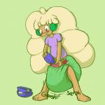 anthro blush clothed clothing diaper female green_diaper oatmeal simple_background smile unclean_diaper wearing_diaper sinningsneasel nintendo pokemon generation_5_pokemon pokemon_(species) whimsicott 1:1 hi_res