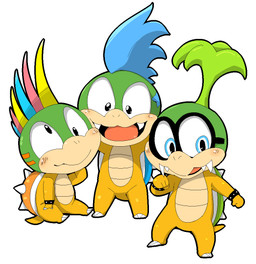 blonde_hair blue_hair blush derp_eyes green_hair group hair male simple_background smile white_background young doneru mario_bros nintendo iggy_koopa koopaling larry_koopa lemmy_koopa dragon_koopa koopa scalie 2015