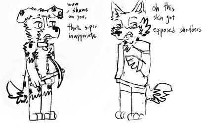 3_toes ambiguous_gender anthro biped cheek_tuft chest_tuft clothing collar collar_only collar_tag dialogue facial_tuft feet floppy_ears fluffy fluffy_tail holding_pickaxe legwear looking_down looking_down_at_self nude off-shoulder_top shaming simple_background tail text thigh_highs toes tuft fc5 microsoft minecraft mojang xbox_game_studios canid canine canis dalmatian domestic_dog mammal 2025 english_text monochrome sketch