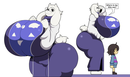 age_difference anthro barefoot big_breasts breasts brown_hair bubble_butt butt clothed clothed_anthro clothed_female clothed_human clothed_male clothing dialogue dress duo eyewear feet female fur glasses hair huge_breasts hyper hyper_breasts larger_anthro larger_female male mature_anthro mature_female older_female simple_background size_difference smaller_human smaller_male speech_bubble sweater tail text thick_thighs topwear wearing_glasses white_background white_body white_fur wide_hips young young_human young_male younger_male casualdemo undertale undertale_(series) frisk_(undertale) toriel boss_monster_(undertale) bovid caprine goat human mammal 2026 absurd_res english_text hi_res