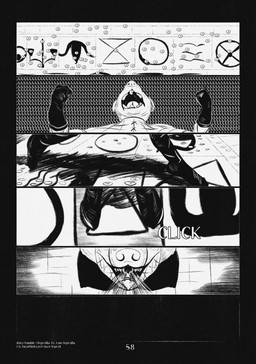 6_panel_comic anthro biped clothed clothing coin fingers fist gloves handwear male open_mouth sculpture sharp_teeth solo sound_effects standing statue teeth text tongue white_text leprzil mammal murid murine rat rodent 2026 artist_name comic english_text hi_res monochrome