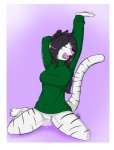anthro biped bodily_fluids bottomless clothed clothing cum cum_in_pussy cum_inside fallenfolf felid female genital_fluids genitals hair kneeling mammal open_mouth pantherine pussy solo stretching stripes sweater tiger topwear yawn zenix