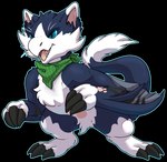 blue_body blue_fur claws clothing fur open_mouth paws solo tail white_body white_fur conditional_dnp nakoo capcom monster_hunter felid flying_wyvern hybrid lynian mammal melynx nargacuga 2022 alpha_channel