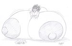 anthro big_breasts big_butt breast_expansion breasts butt claws expansion female huge_breasts huge_butt hyper hyper_breasts hyper_nipples nipples solo adamios nintendo pokemon sandpancake generation_1_pokemon pokemon_(species) sandslash 2022 hi_res monochrome sketch