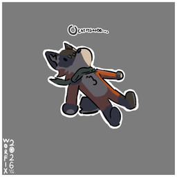 anthro border chibi eyewear glasses lying male mostly_nude scarf scarf_only simple_background solo text white_border worfix luy_(alchesmity) canid canine fox mammal 1:1 hi_res portuguese_text translated