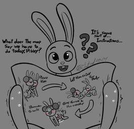 age_difference anthro blush bodily_fluids cunnilingus cycle directional_arrow duo female genital_fluids kissing looking_at_viewer male male/female map oral penetration question_mark sex shaking shaking_arms size_difference sweat talking_to_another vaginal vaginal_fluids writing_on_map young young_anthro soulcentinel violetechoes come_and_learn_with_pibby bun_bun_(pibby) pibby_(pibby) humanoid lagomorph leporid mammal rabbit 2024 digital_drawing_(artwork) digital_media_(artwork) story story_in_description