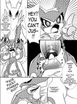 absurd_res anthro balls bandai_namco black_and_white black_sclera blush bodily_fluids canid canine canis claws clothing comic dialogue digimon digimon_(species) duo english_text erection fellatio femboy forced forced_oral genitals gloves hand_on_head handwear head_grab hi_res imp impmon male male/male male_penetrated male_penetrating male_penetrating_male mammal monochrome open_mouth oral oral_penetration outside penetration penile penis rape renamon sex simple_background size_difference text tuft white_crest_(artist)