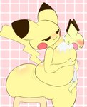 anthro anthrofied big_breasts breasts dominant dominant_female duo female generation_1_pokemon generation_2_pokemon hi_res huge_breasts hyper hyper_breasts k-10 larger_female nintendo nude pichu pikachu pokemon pokemon_(species) size_difference yellow_body