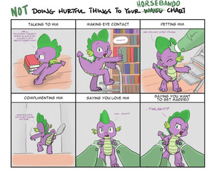 asking_for_help book chart clothing dialogue disembodied_hand disturbed duo green_eyes hand_holding inside ladder library male male/male petting pulling_away pupils slit_pupils solo_focus suit tail text carniscorner friendship_is_magic hasbro my_little_pony mythology waifu_chart spike_(mlp) dragon mythological_creature mythological_scalie scalie 2014 comic english_text meme multiple_scenes