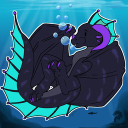 ambiguous_gender bubble chibi feral horn membrane_(anatomy) membranous_wings sea solo tail underwater water wings dragonboii78 mythology dragon mythological_creature mythological_scalie scalie 1:1
