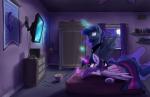 2014 bed bedroom blue_fur blue_hair chips console controller darkflame75 duo equine feathers female feral friendship_is_magic fur gamepad gaming hair horn magic mammal multi-colored_hair my_little_pony night princess_luna_(mlp) purple_eyes purple_hair smile television twilight_sparkle_(mlp) video_games winged_unicorn wings
Rating: Safe
Score: 15
User: Somepony
Date: April 04, 2014