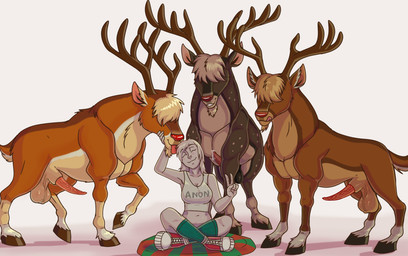 animal_genitalia animal_penis antlers balls bell bell_harness bestiality cervine_genitalia cervine_penis cloven_hooves erection faceless_character faceless_female female female_on_feral feral fluffy fluffy_tail foursome freckled_legs freckled_shoulders freckled_thighs freckles genital_raphe genitals group group_sex harness holidays hooves horn human_on_feral imminent_sex interspecies larger_feral larger_male male male/female mmmf_foursome penis raphe_(anatomy) scrotal_raphe scrotum_flap sex size_difference smaller_female smaller_human spot_freckles spots spotted_legs spotted_shoulders spotted_thighs tail cajuzinho02 christmas anon fan_character rudolph_the_red-nosed_reindeer deer human mammal new_world_deer reindeer hi_res