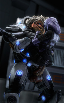 armor balls duo female genitals legs_up lifting_partner male male/female open_mouth open_smile penetration penis size_difference smile standing anthropsychocratis bioware electronic_arts mass_effect grunt_(mass_effect) tali'zorah alien krogan quarian 3d_(artwork) digital_media_(artwork) hi_res