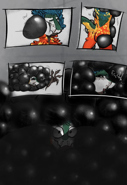 5_fingers anthro bdsm blue_body blue_feathers bondage bound butt claws eyes_closed feathered_crest feathered_tail feathers finger_claws fingers green_body green_feathers head_crest hissing kronos_unveiled lying male nude on_front onomatopoeia red_body red_feathers shadow solo sound_effects standing struggling stuck surprised tail text trapped yellow_body yellow_feathers jonisblobbed alexian dinosaur dromaeosaurid feathered_dinosaur feathered_scalie prehistoric_species reptile saurischian scalie theropod velociraptor hi_res sequence