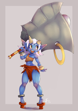 5_fingers abs biceps big_ears biped blue_body blue_ears blue_skin bottomwear bracelet clothing eyebrows eyelashes female fingers flat_chested grey_background hair holding_object holding_weapon horn humanoid_pointy_ears jewelry loincloth loli muscular muscular_female muscular_young not_furry open_mouth open_smile oversized_weapon pointy_ears simple_background smile solo weapon weapon_on_shoulder white_eyebrows white_hair young nerdbayne asian_mythology east_asian_mythology japanese_mythology mythology demon demon_humanoid horned_humanoid humanoid oni yokai 2015 absurd_res digital_media_(artwork) hi_res signature