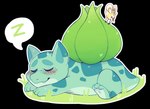 ambiguous_gender duo eyes_closed feral green_body plant quadruped simple_background size_difference sleeping speech_bubble tail transparent_background aevris nintendo pokemon bulbasaur elemental_creature flora_fauna generation_1_pokemon pokemon_(species) alpha_channel hi_res